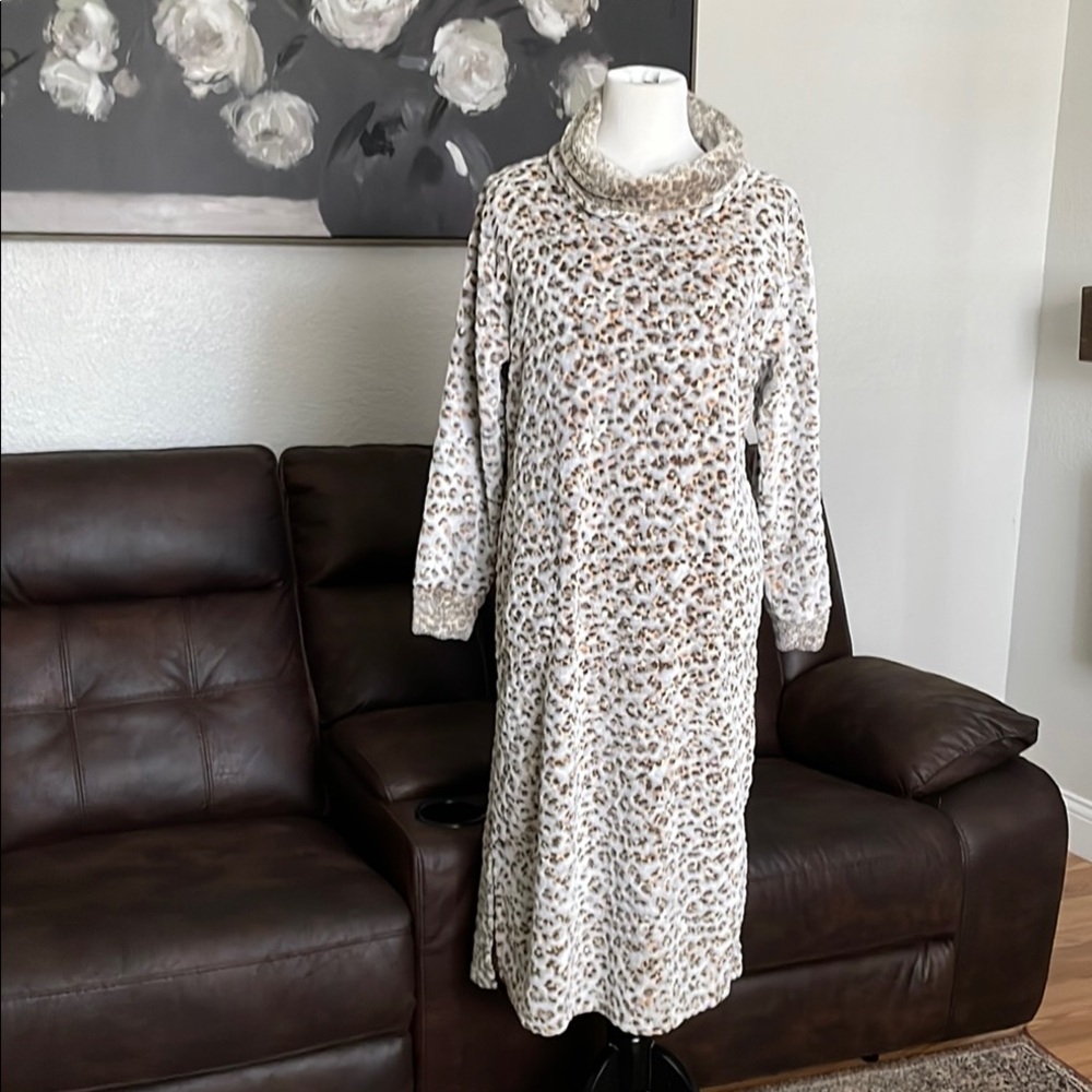 Leopard Print Cowl Neck Loungewear